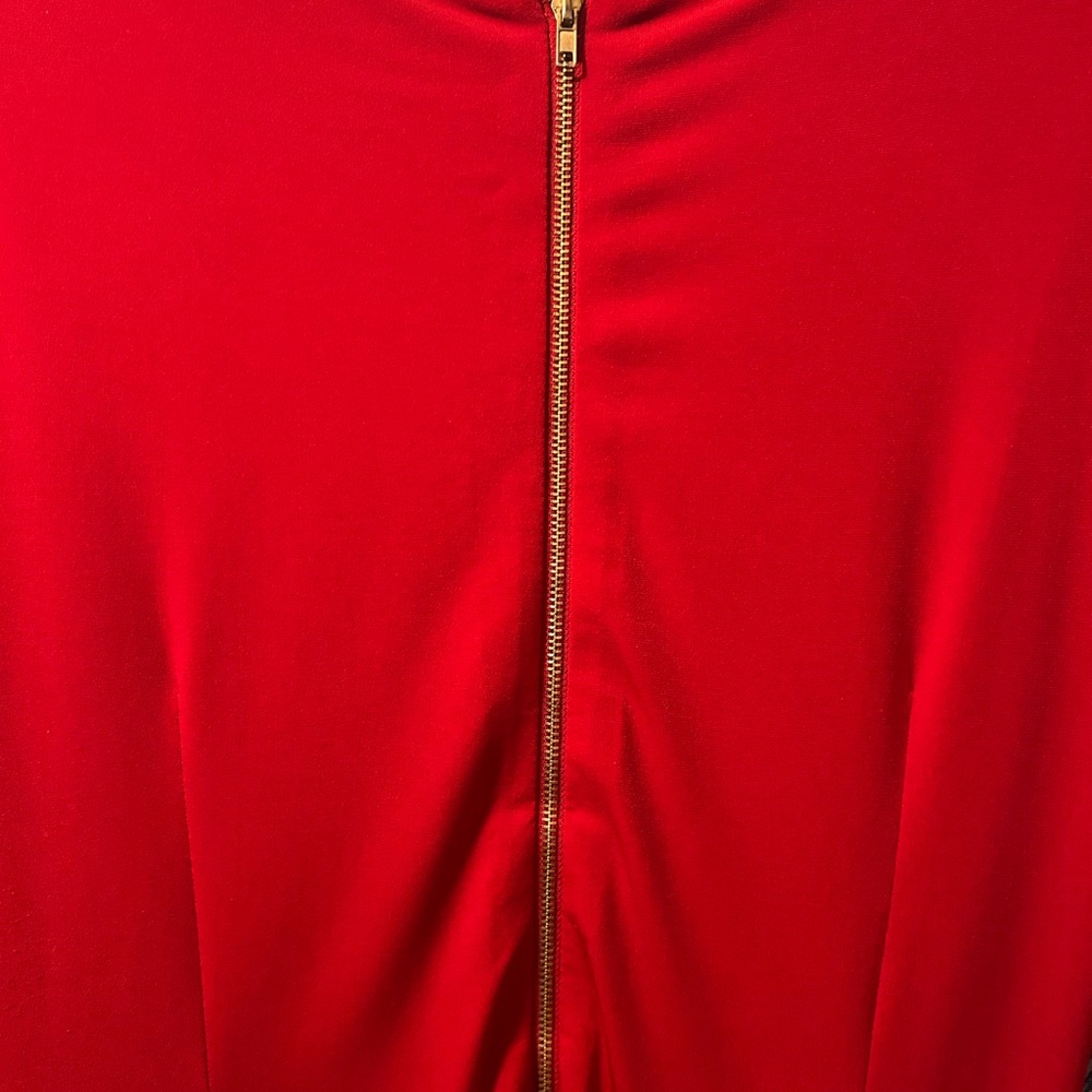 TAHARI ARTHUR LEVINE Elegant Red Dress w/ BEAUTIFUL Side Gathering Gold Buckle - Picture 2 of 6